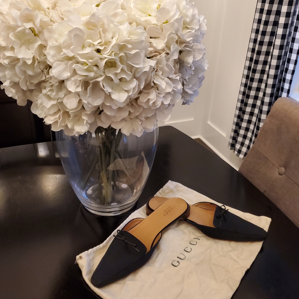 Linen Gucci Mules with Bow